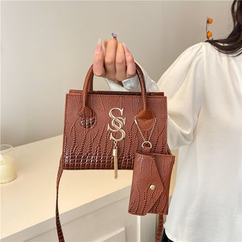 Női crossbody táska - Utcai divat stílus, mini négyzet formájú, PU anyag, cipzáras zárás, belső szintetikus bőr bélés