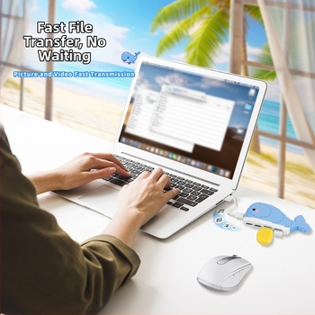 Whale USB 2.0 3-portový hub, stolová dekorácia, kábel 25 cm, napájanie cez USB