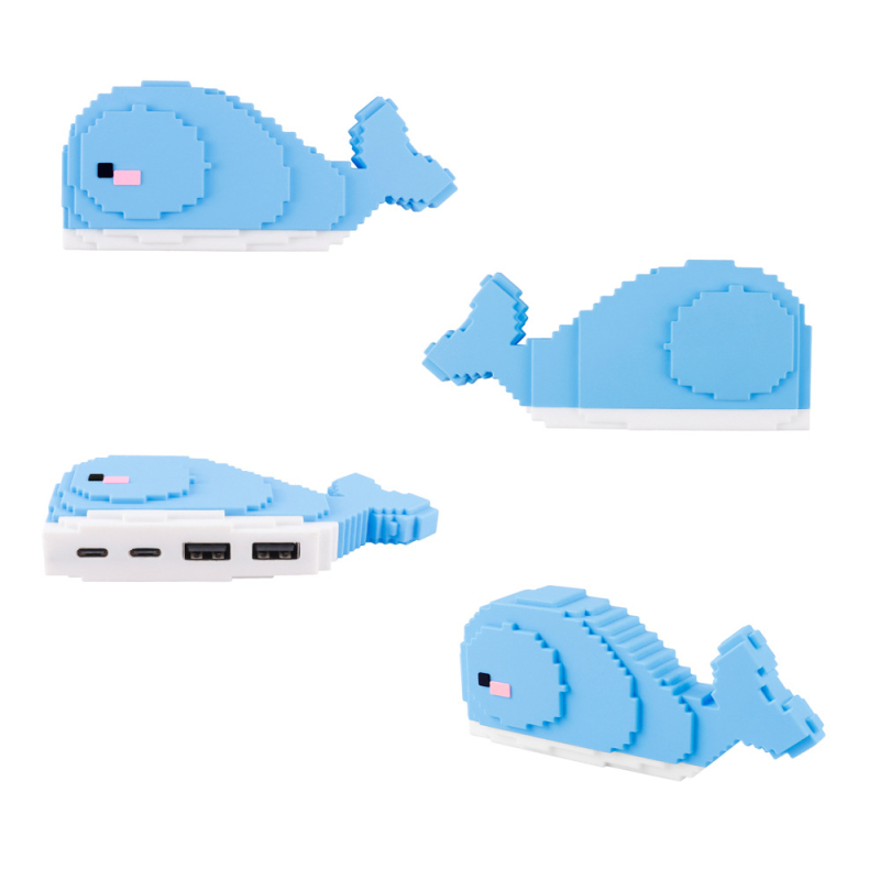 Whale USB 2.0 3-portový hub, stolová dekorácia, kábel 25 cm, napájanie cez USB