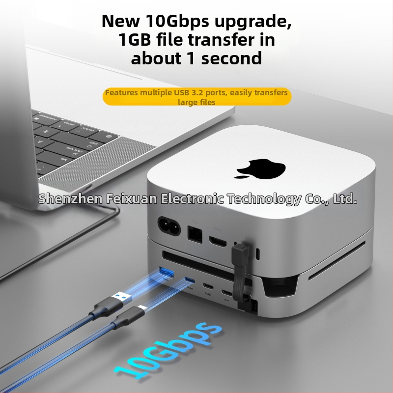 Mac mini M4 dockovacia stanica pre rozšírenie externého pevného disku, USB-C rozhranie, 10Gbps prenos, model X0295, s externým napájaním