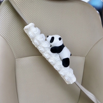Jastučić za rameni sigurnosni pojas automobila — pliš Panda, 55 g, dekor automobila