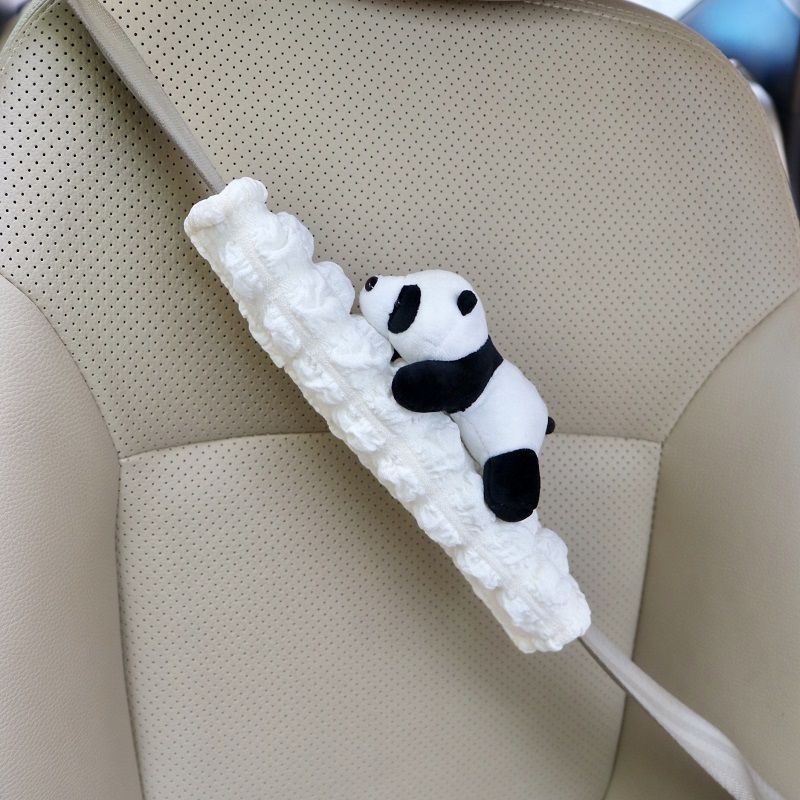 Jastučić za rameni sigurnosni pojas automobila — pliš Panda, 55 g, dekor automobila