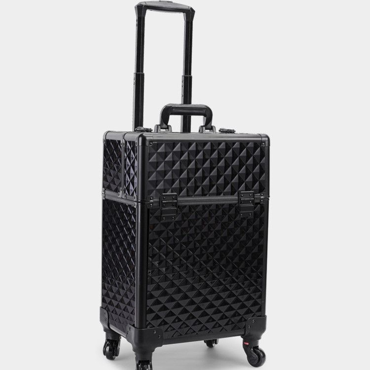 ABS θήκη αποθήκευσης μακιγιάζ και εργαλείων, μεγάλη χωρητικότητα, με ράβδο έλξης, τροχοί, κλειδώνεται