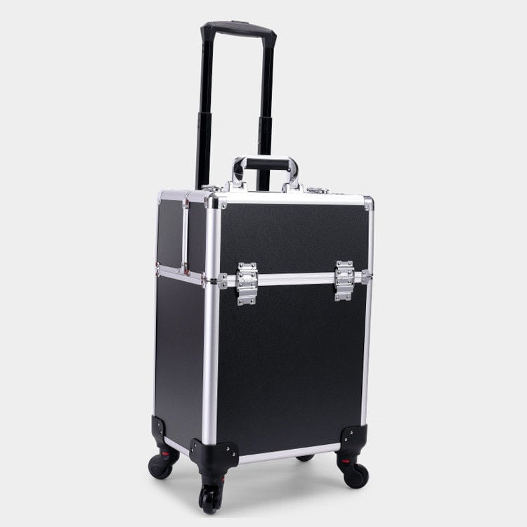 ABS θήκη αποθήκευσης μακιγιάζ και εργαλείων, μεγάλη χωρητικότητα, με ράβδο έλξης, τροχοί, κλειδώνεται