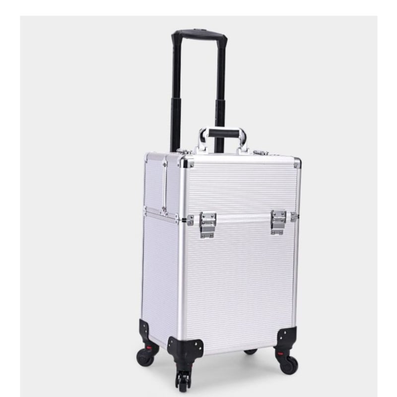 ABS θήκη αποθήκευσης μακιγιάζ και εργαλείων, μεγάλη χωρητικότητα, με ράβδο έλξης, τροχοί, κλειδώνεται