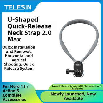 Montură pentru gât tip U Quick-Detach 2.0-Max, 360°, compatibil GoPro/DJI/Insta360, din silicon