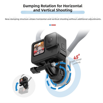 Montură pentru gât tip U Quick-Detach 2.0-Max, 360°, compatibil GoPro/DJI/Insta360, din silicon