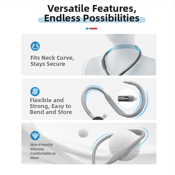 Montură pentru gât tip U Quick-Detach 2.0-Max, 360°, compatibil GoPro/DJI/Insta360, din silicon