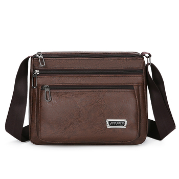 PU bőrből készült férfi válltáska, vízszintes kivitel, crossbody, üzleti utakhoz, cipzár, ID zseb, egy vállpánt