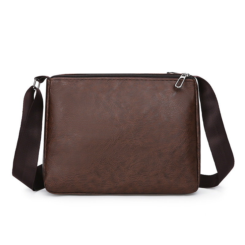 PU bőrből készült férfi válltáska, vízszintes kivitel, crossbody, üzleti utakhoz, cipzár, ID zseb, egy vállpánt