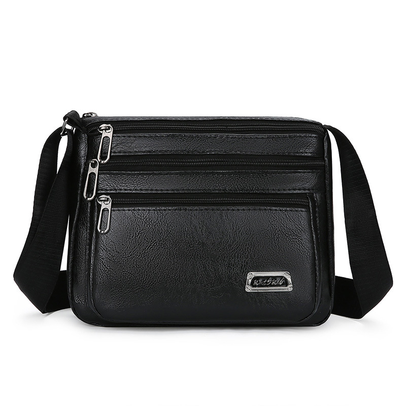 PU bőrből készült férfi válltáska, vízszintes kivitel, crossbody, üzleti utakhoz, cipzár, ID zseb, egy vállpánt