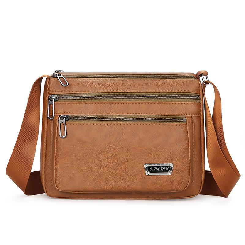 PU bőrből készült férfi válltáska, vízszintes kivitel, crossbody, üzleti utakhoz, cipzár, ID zseb, egy vállpánt