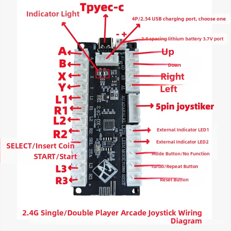 Bezdrôtový joystick 2.4G USB pre Android/PC/PS3/PC360 — arcade ovládač bez vibrácií