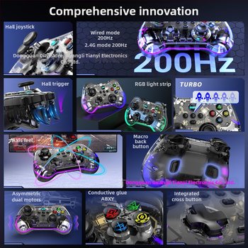 Baishipai Z01F gamepad Bluetooth cu joystick cu efect Hall și declanșator Hall, vibrații, Type-C, compatibil cu Switch, Android, iPhone și PC