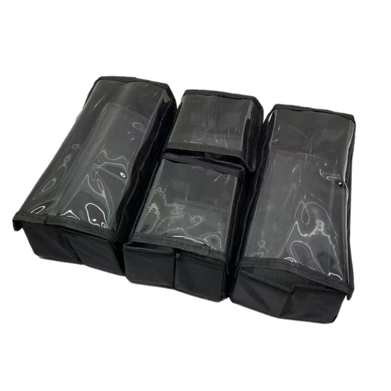 Sklopivi modularni kozmetički organizator s pregradama, odvojiv i prenosiv, PVC kućište i najlonska podstava.