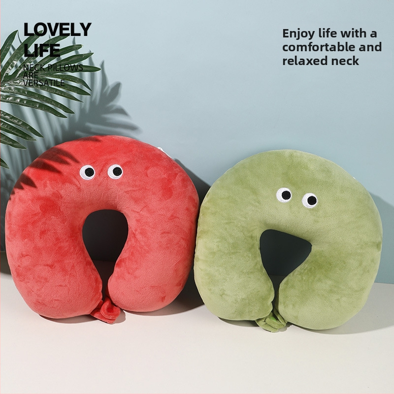 U-kujuline kaelapadi krabi motiiviga, kahefunktsiooniline disain, vahtosakeste täidis, plüüsist kangas, karikatüristiil