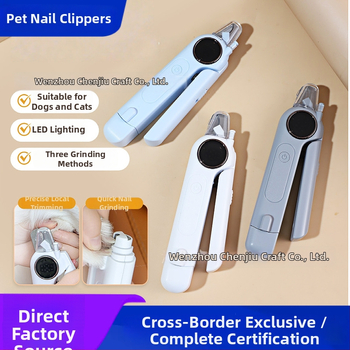 Naminių gyvūnėlių nagų žirklės su LED apšvietimu katėms ir šunims, nagų failas ir poliravimas