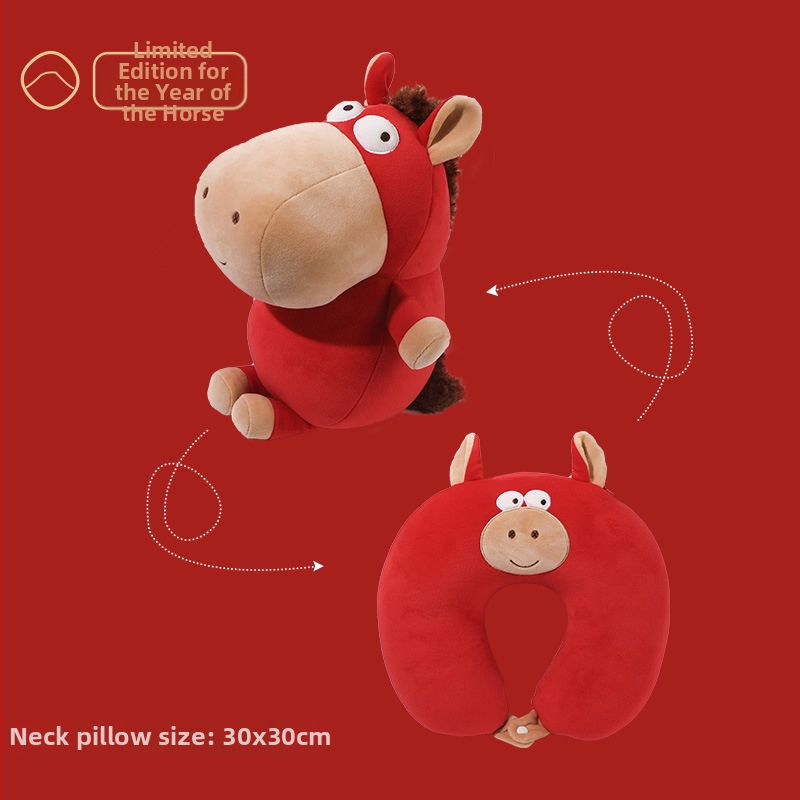 У-образена възглавница за шията с пълнител от частици пяна, мек спандекс материал, модерен минималистичен стил, двуфункционална възглавница за шията