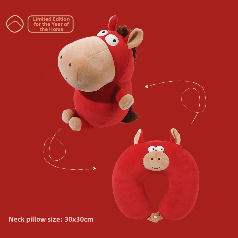 У-образена възглавница за шията с пълнител от частици пяна, мек спандекс материал, модерен минималистичен стил, двуфункционална възглавница за шията