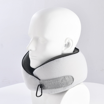 U-tvarovaný cestovný vankúš z pamäťovej peny s plyšovým poťahom – podpora krku, kompaktný a skladací