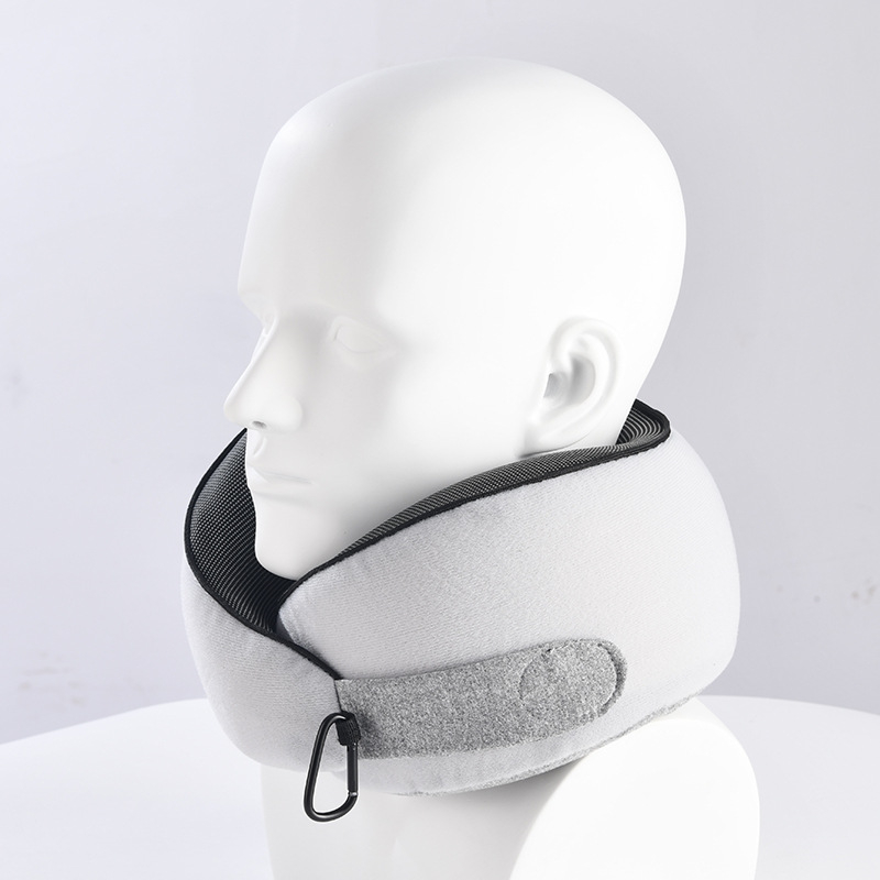 U-tvarovaný cestovný vankúš z pamäťovej peny s plyšovým poťahom – podpora krku, kompaktný a skladací