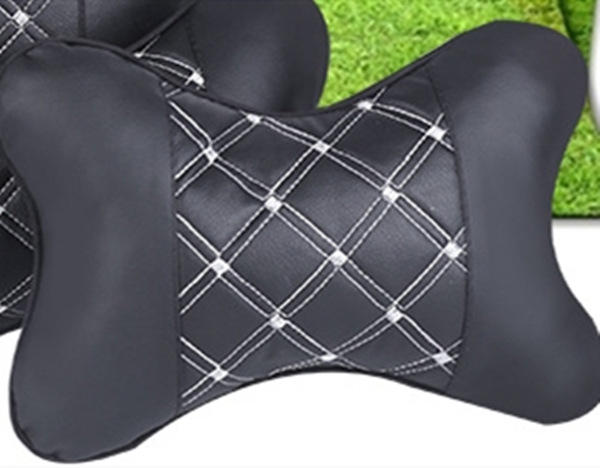 Μαξιλαράκι αυτοκινήτου για τον αυχένα με οσφυϊκή υποστήριξη, κάλυμμα από βαμβάκι, γέμιση από φυσικές ίνες, κατάλληλο για όλες τις εποχές, προσαρμοζόμενο