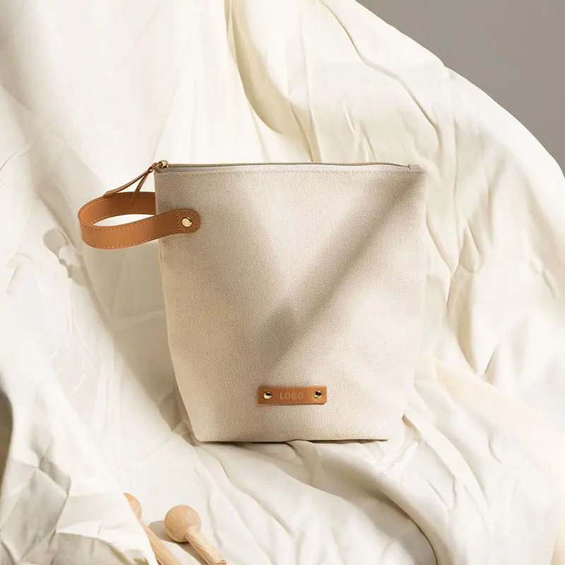 Чанта за козметика от платно с организатор за четки, голям капацитет, износоустойчива и дишаща