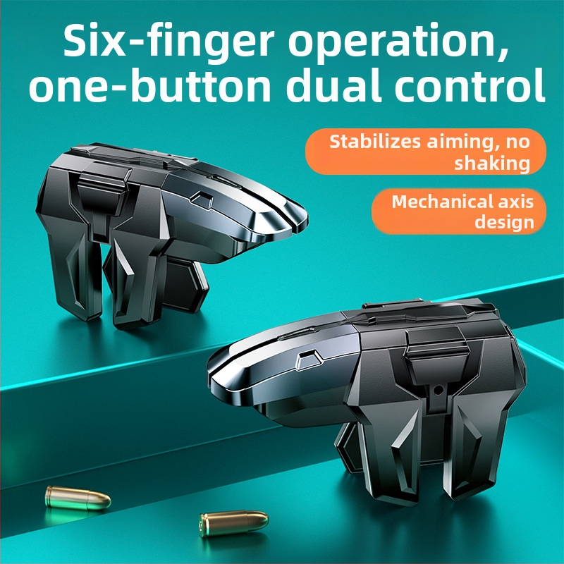 Mobilný herný ovládač pre smartfóny s šiestimi tlačidlami na prsty (Model M-01; bezdrôtový; ABS+ zliatina; kompatibilný so smartfónmi)