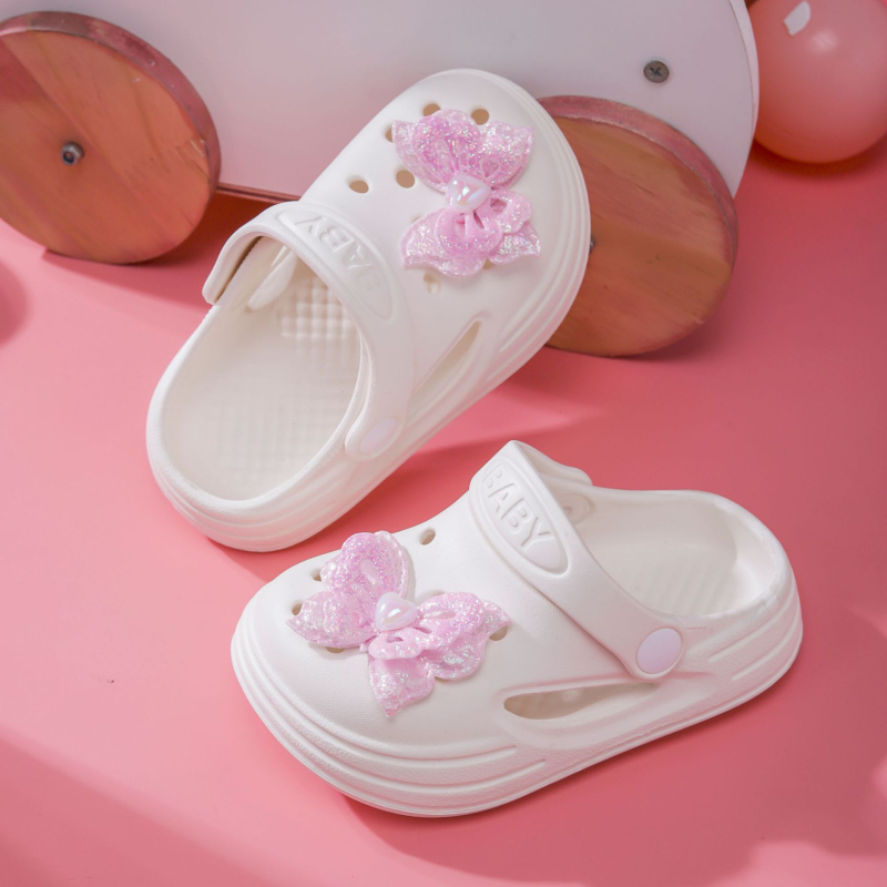 Sandale de vară pentru fete, EVA, slip-on, cu funda, vârf închis, purtare în două moduri, fără căptușeală