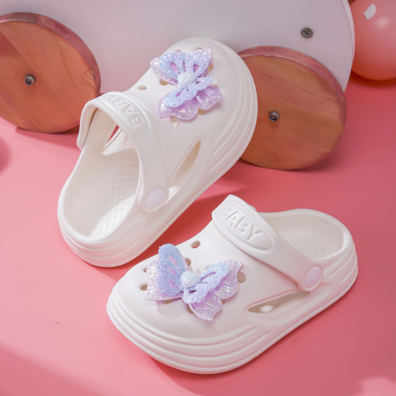 Sandale de vară pentru fete, EVA, slip-on, cu funda, vârf închis, purtare în două moduri, fără căptușeală