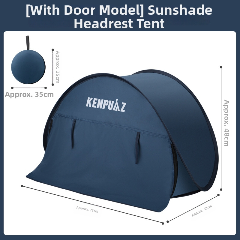 Portatīvā pludmales telts - vienslāņu, vienkārša uzstādīšana, saules aizsardzība un vēja aizsardzība; svars 0,2 kg; tērauda stieņu rāmis; ūdensizturība 1000–1500 mm