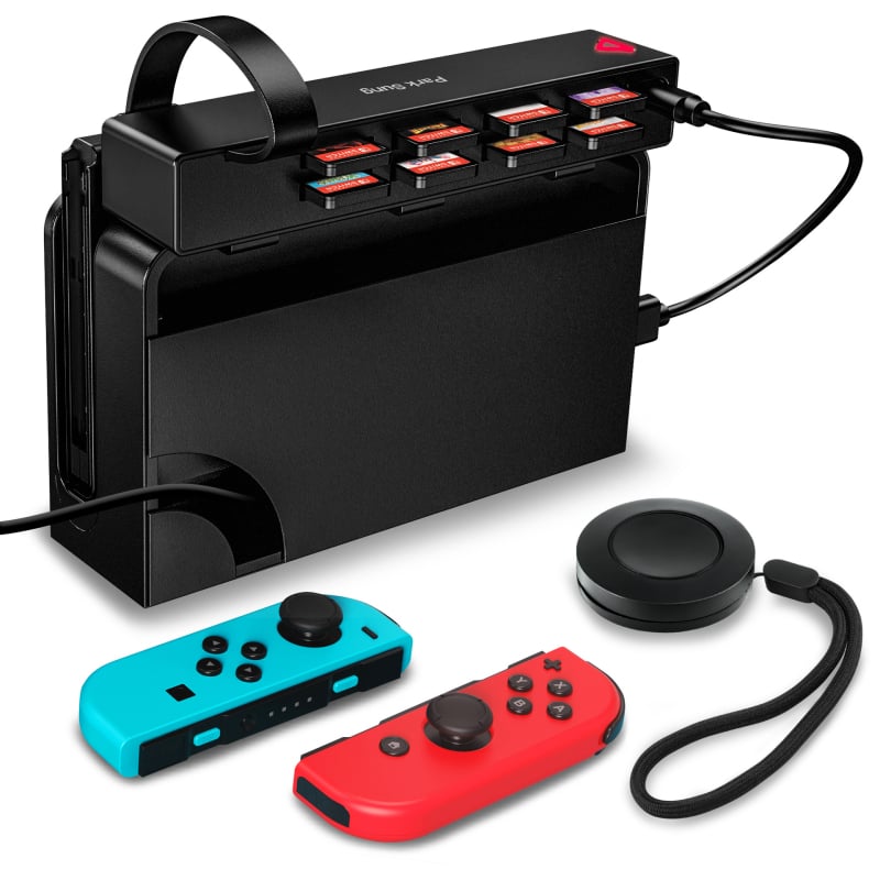 Nintendo Switch (първо поколение) калъф за картриджи със 8 слота и USB-C кабел за зареждане