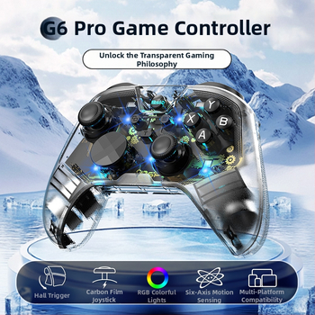 G6PRO Bezdrôtový ovládač hry Bluetooth s Hall-efektovými spínačmi a joystickom z uhlíkového filmu, kompatibilný s PC, iOS, Android a Nintendo Switch