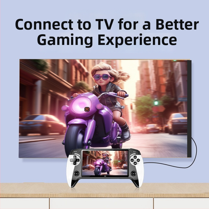 X9 pārnēsamā spēļu konsole ar 8 emulatoriem, 64/128GB atmiņa, bezvadu savienojums, 3,5 mm audio ligzda, 720p izvade