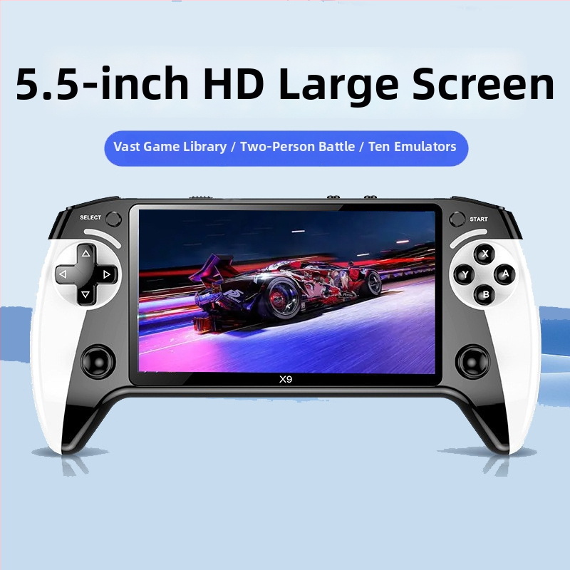 X9 pārnēsamā spēļu konsole ar 8 emulatoriem, 64/128GB atmiņa, bezvadu savienojums, 3,5 mm audio ligzda, 720p izvade