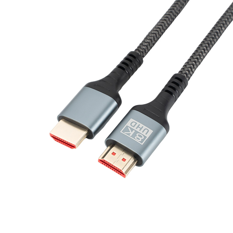 Cablu HDMI 2.1, HDMI la HDMI, conectori bărbați, placare aurie, cablu din aliaj de aluminiu + nailon, pentru TV și proiector