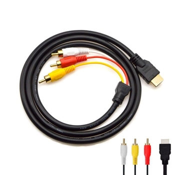 HDMI към AV адаптер кабел с 3 RCA конектора, HDMI 1.4 интерфейс, медни проводници, златно покритие, дължина 1,5 м