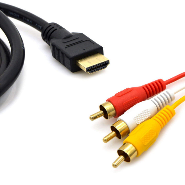 HDMI към AV адаптер кабел с 3 RCA конектора, HDMI 1.4 интерфейс, медни проводници, златно покритие, дължина 1,5 м