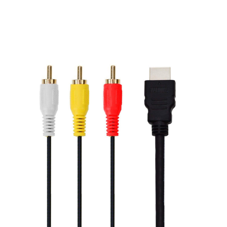 HDMI към AV адаптер кабел с 3 RCA конектора, HDMI 1.4 интерфейс, медни проводници, златно покритие, дължина 1,5 м