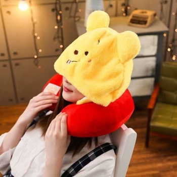 Yan You U-tvarovaný vankúš na krk – cartoon štýl, výplň bavlna, vhodný na cestovanie autom a krátky odpočinok v kancelárii, hmotnosť do 1 kg.