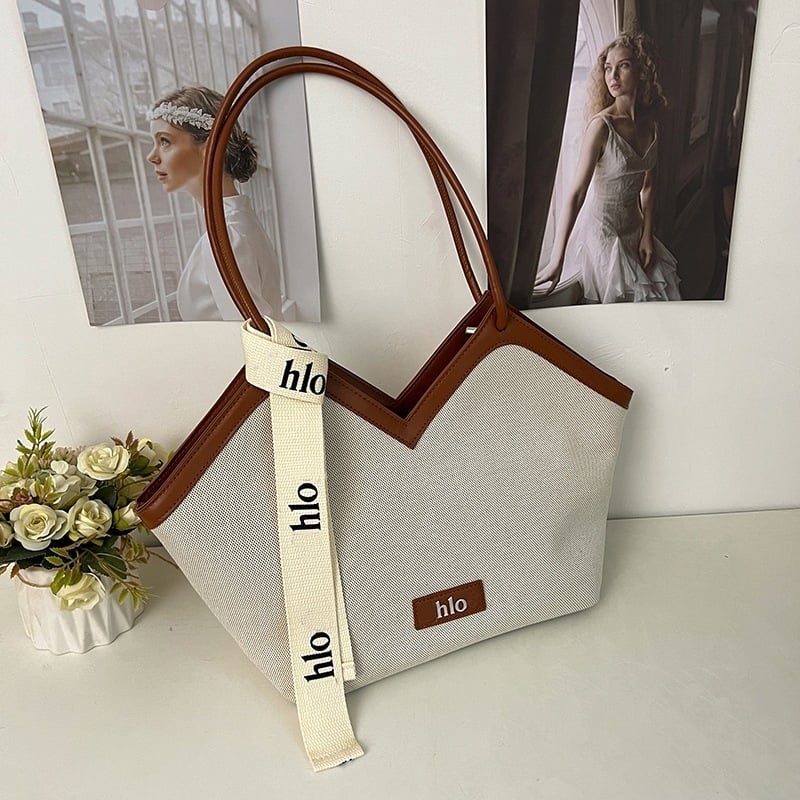 Geantă Tote din pânză, capacitate mare, stil urban simplu, închidere cu fermoar, căptușeală poliester, buzunare interioare: buzunar cu fermoar, buzunar pentru telefon, buzunar pentru ID, unisex