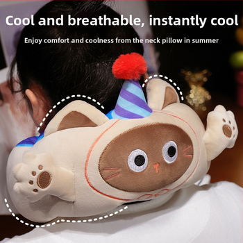 U-tvarovaný vankúš na krk na cestovanie a do auta, prenášací vankúš s PP bavlnenou výplňou, látka: elastický velúr + ľadový hodváb velúr, kreslený štýl