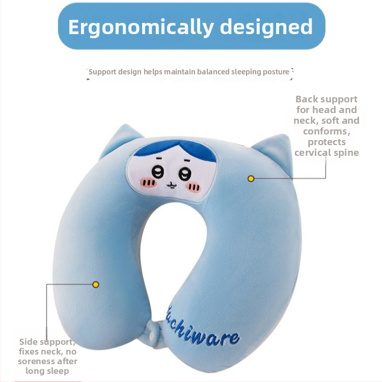 Cartoon-stiilis U-kujuline kaelalohk mäluvahtu täidisega, Crystal Velvet kanga, eemaldatav ja pestav kate