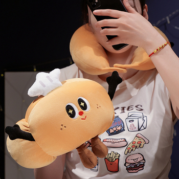 Perne gât în formă U din pluș pentru călătorii — umplutură PP cotton, stil desen animat, portabil, potrivit pentru zboruri