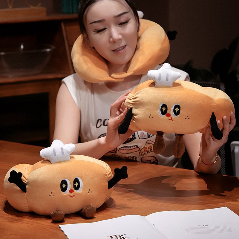 Perne gât în formă U din pluș pentru călătorii — umplutură PP cotton, stil desen animat, portabil, potrivit pentru zboruri