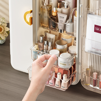 Organizator de depozitare pentru cosmetice din plastic, stil simplu și modern, lansare în 2025, Light up space