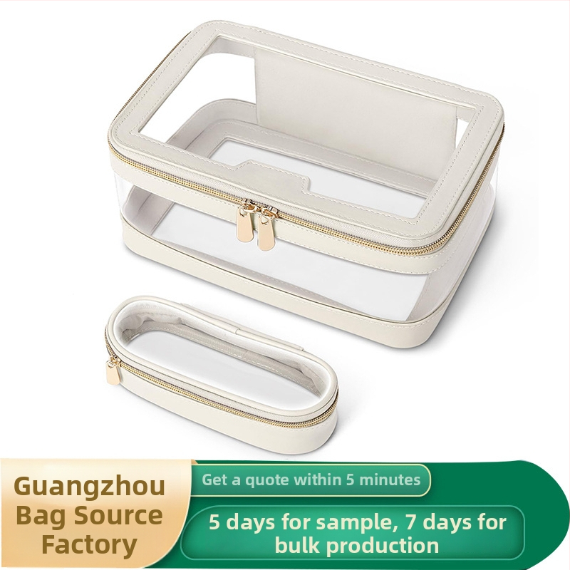 Priehľadný kozmetický vak z TPU, vodotesná tkanina a PU podšívka — mestský minimalistický štýl, unisex