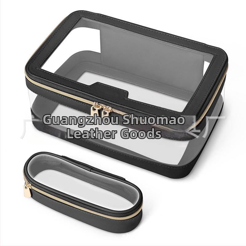 Priehľadný kozmetický vak z TPU, vodotesná tkanina a PU podšívka — mestský minimalistický štýl, unisex