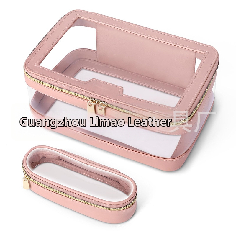 Priehľadný kozmetický vak z TPU, vodotesná tkanina a PU podšívka — mestský minimalistický štýl, unisex