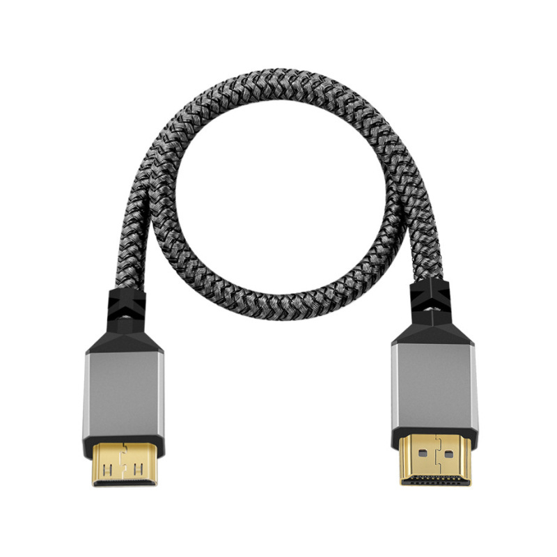 Kábel Mini HDMI na HDMI, HDMI 2.0, 4K podpora, pletený kábel, hliníkové púzdro